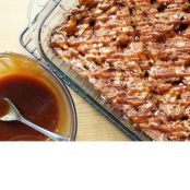Toffee Blondies with Whiskey-Caramel Sauce