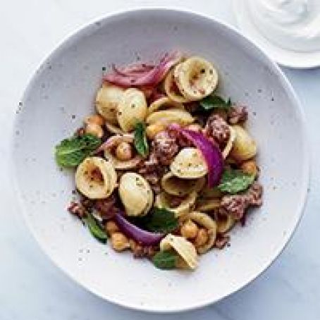 Orecchiette with Sausage, Chickpeas and Mint