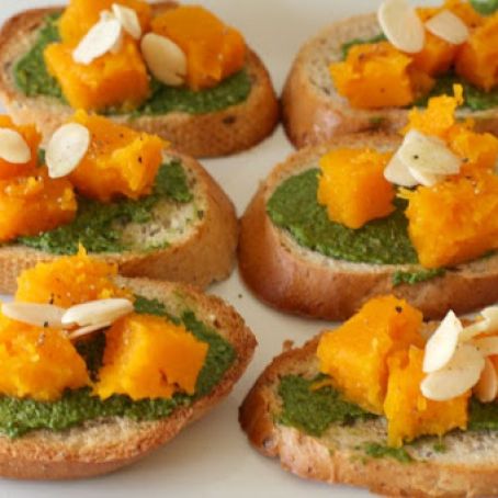 Roasted Butternut Squash and Sage Pesto Crostini