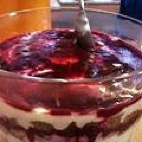 Gingerbread and Lemon Curd Trifle with Blackberry Sauce
