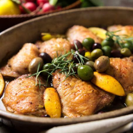 Braised Chicken With Lemon and Olives