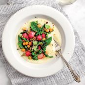 Spring Polenta with Radishes and Garlic Scapes