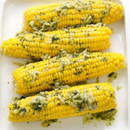 Grilled Corn with Basil Butter