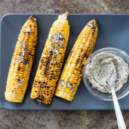 Husk Grilled Corn with Flavored Butter Options
