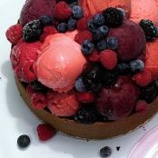 LIME ICE CREAM TORTE w/BERRY SORBET