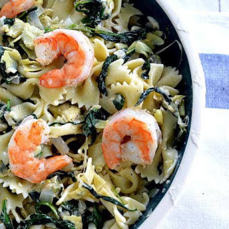 Shrimp - Garlic Roasted with Spinach Artichoke Pasta