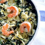 Shrimp - Garlic Roasted with Spinach Artichoke Pasta