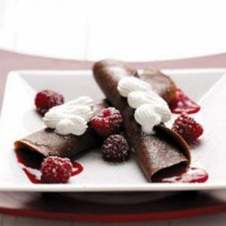Chocolate Crepes with Raspberry Sauce