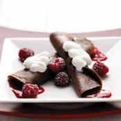 Chocolate Crepes with Raspberry Sauce