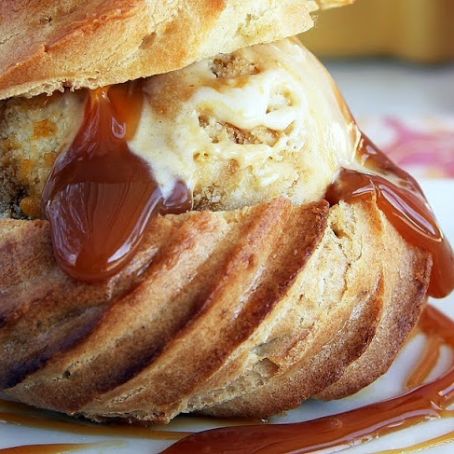 Pumpkin Ale Profiteroles with Cinnamon Caramel Sauce