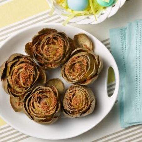 Slow-Cooker Braised Artichokes with Toasted Garlic Breadcrumbs