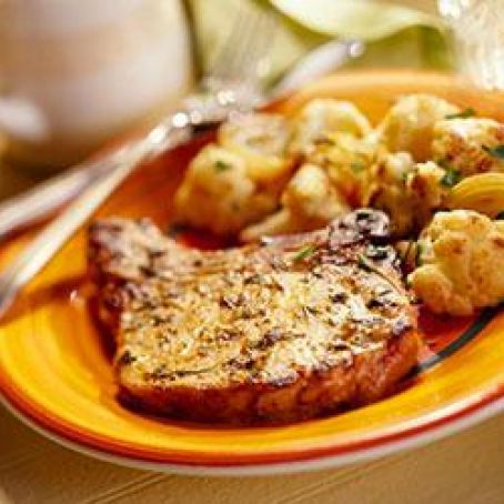 Pork Chops with Roasted Cauliflower and Onions for 2
