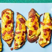 Sweet Potato Toast with Bacon, Egg and Cheese