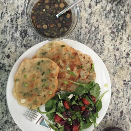 Scallion Pancakes with dipping sauce