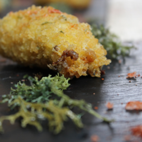 Wild mushroom croquette with fried oak moss