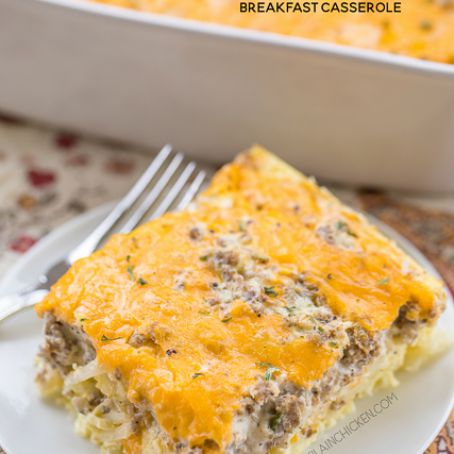 Sausage & Cream Cheese Hashbrown Breakfast Casserole 