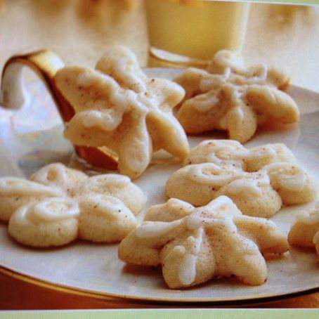 Glazed Eggnog Spritz Cookies