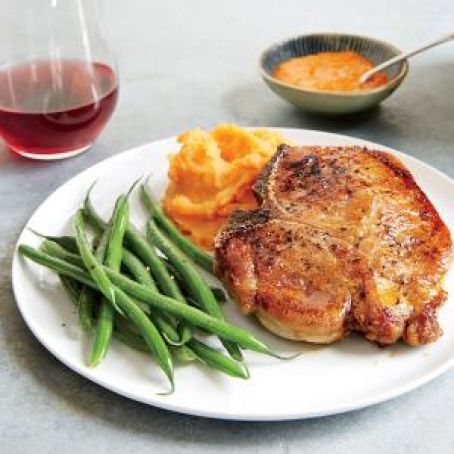 Moroccan-Spiced Pork Chops with Mashed Sweet Potatoes