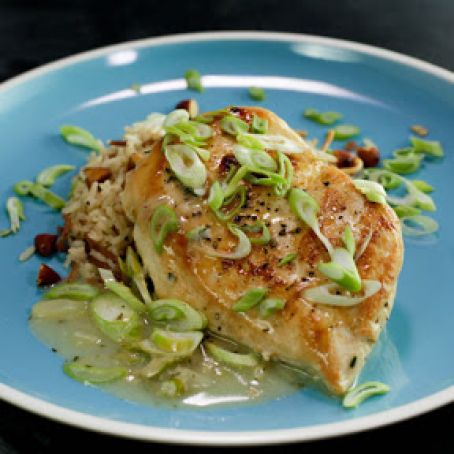 Spring Onion Chicken Breasts and Rice Pilaf with Almonds