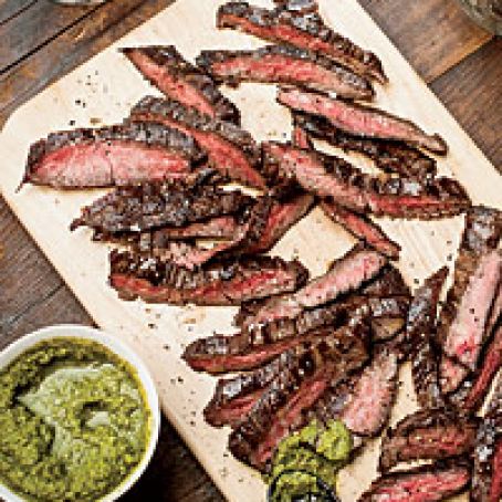 Grilled Skirt Steak with Green Sriracha