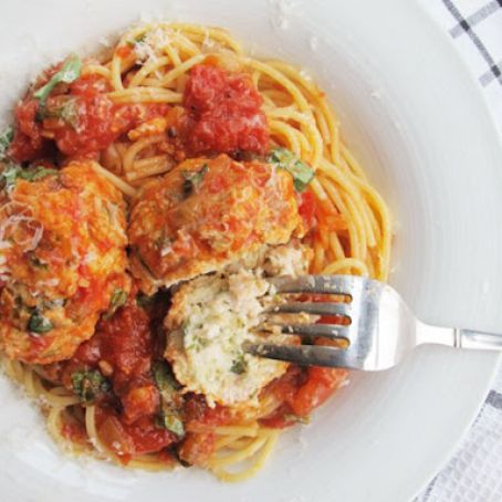 Spaghetti and Parmesan Chicken Meatballs