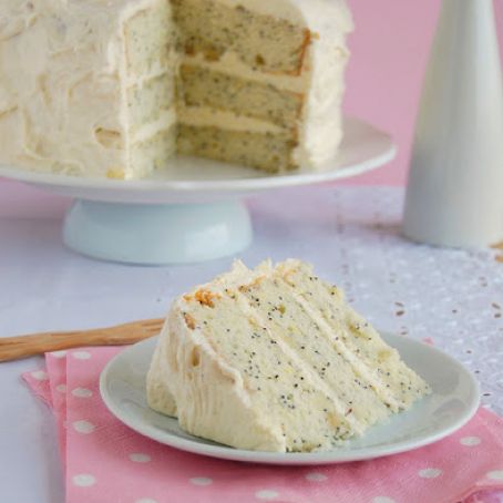 Lemon-poppy seed cake with vanilla-cream cheese frosting