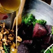 Roasted Beet Kale Salad with Candied Walnuts