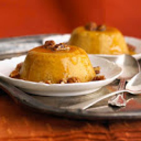 Pumpkin custards with peppery pecans