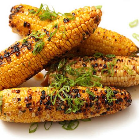 Grilled Corn with Garlic and Ginger Soy-Butter
