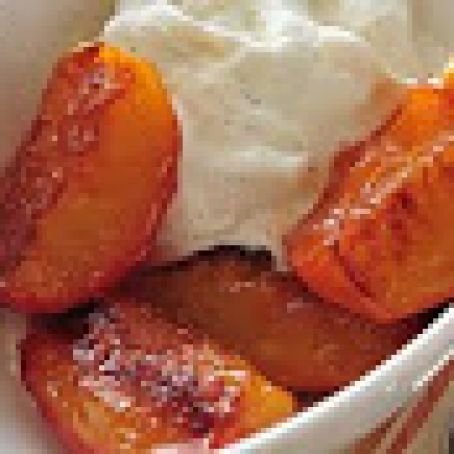 Caramelized Peaches with Ice Cream