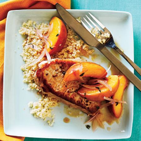 Skillet Pork Chops with Sauteed Peaches