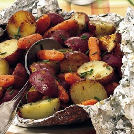 Grilled Parmesan Potatoes and Carrots