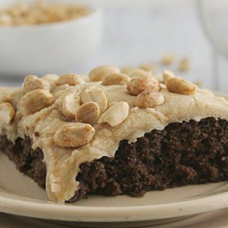 Chocolate Sheet Cake with Peanut Butter Icing