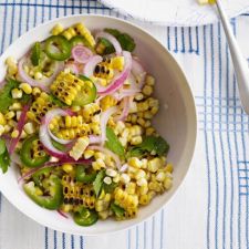 Charred Corn Salad with Mint, Parsley and Cilantro