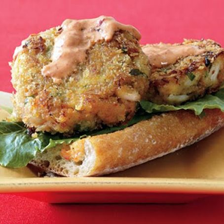 OPEN FACED CRAB BURGERS w/RRP DRESSING