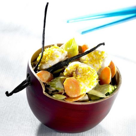 Pan-fried Monkfish Cheeks Blanquette Style, with Vanilla