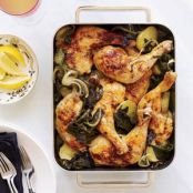 Roasted Chicken Legs with Potatoes and Kale - Recipe.com
