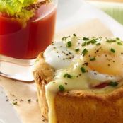 Eggs Benedict Biscuit Cups with Bloody Mary Shooters