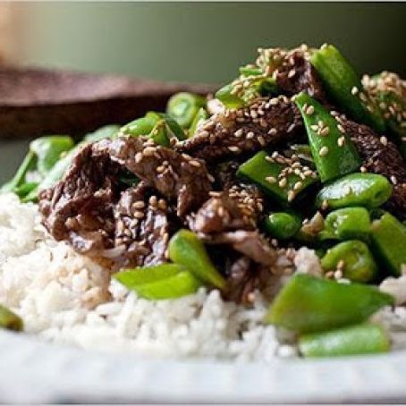STIR FRIED BEEF & SUGAR SNAP PEAS w/SESAME