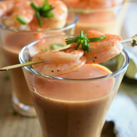 Shrimp Bisque Shooters with Sherry & Brandy