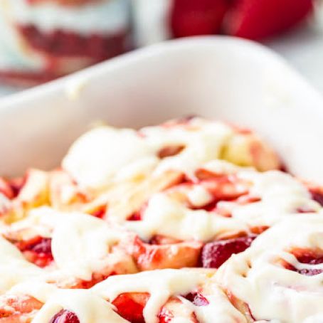 Strawberry Cinnamon Rolls w/ Lemon Cream Cheese Glaze