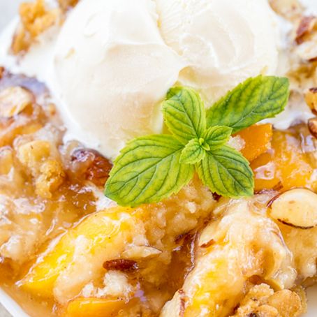 Amaretto Peach Cookie Cobbler 