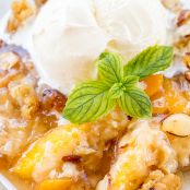 Amaretto Peach Cookie Cobbler 