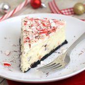 White Chocolate Peppermint Bark Cheesecake