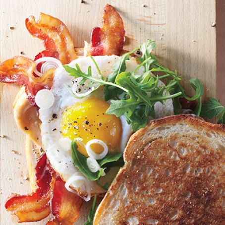 Bacon and Egg Sandwiches with Pickled Spring Onions