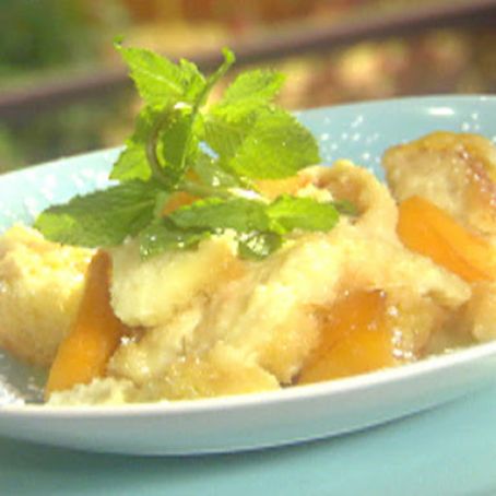 Peaches and Cream Bread Pudding with Amaretto Sauce
