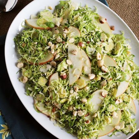 Shaved Brussels Sprouts Salad with Apples, Hazelnuts & Brown Butter Dressing