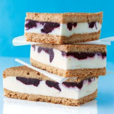 Lemon Ice Cream Sandwiches with Blueberry Swirl