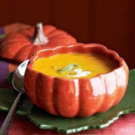 Roasted Pumpkin Soup With Cider Cream
