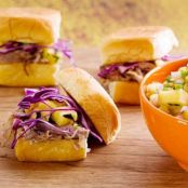 Hawaiian BBQ Pulled Pork Sandwich with Grilled Pineapple Relish